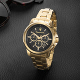 Maserati Successo 44mm Black Dial Gold Stainless Steel Strap Watch For Men - R8873621013 Authentic Buy Shop Now