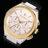 Maserati Triconic Chronograph White Dial Black Leather Strap Watch For Men - R8871639004 Authentic Buy Shop Now