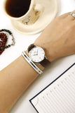 Daniel Wellington Dapper Bristol White Dial Brown Leather Strap Watch For Women - DW00100098 Authentic Buy Shop Now