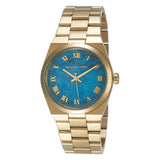Michael Kors Channing Turquoise Dial Gold Steel Strap Watch For Women - MK5894 Authentic Buy Shop Now