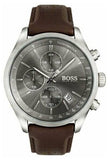 Hugo Boss Grand Prix Grey Dial Brown Leather Strap Watch for Men - 1513476 Authentic Buy Shop Now