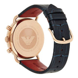 Emporio Armani Aviator Silver Dial Blue Leather Strap Watch For Men - AR11123 Authentic Buy Shop Now