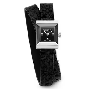 Gucci G-Frame Black Dial Black Leather Strap Watch For Women - YA128526 Authentic Buy Shop Now