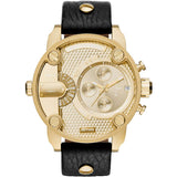 Diesel Mr Daddy Gold Dial Black Leather Strap Watch For Men - DZ7363 Authentic Buy Shop Now