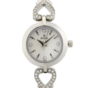 Bulova Crystals White Dial Silver Steel Strap Watch for Women - 96X114 Authentic Buy Shop Now