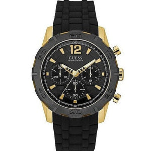 Guess Caliber Chronograph Black Dial Black Rubber Strap Watch for Men - W0864G3 Authentic Buy Shop Now