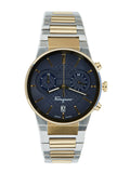 Salvatore Ferragamo Sapphire Chrono Blue Dial Two Tone Steel Strap Watch for Men - SFME00521 Authentic Buy Shop Now