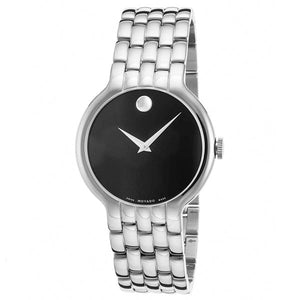 Movado Classic Quartz Black Dial Silver Steel Strap Watch for Men - 0606337 Authentic Buy Shop Now