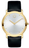 Movado TC Silver Dial Black Leather Strap Watch For Men - 606695 Authentic Buy Shop Now