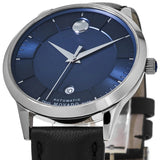 Movado 1881 Automatic Blue Dial Black Leather Strap Watch For Men - 606874 Authentic Buy Shop Now