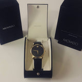 Movado Museum Black Dial Black Leather Strap Watch For Men - 606876 Authentic Buy Shop Now