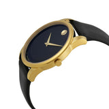 Movado Museum Black Dial Black Leather Strap Watch For Men - 606876 Authentic Buy Shop Now