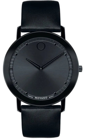 Movado Sapphire Black Dial Black Leather Strap Watch for Men - 606884 Authentic Buy Shop Now