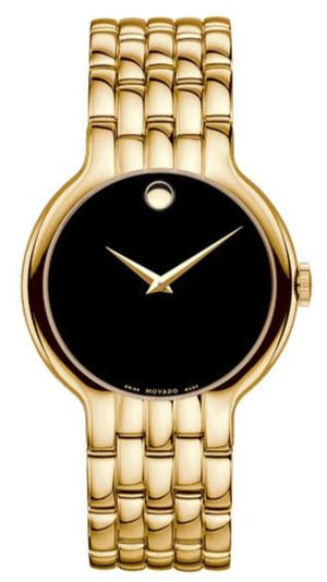 Movado Veturi Quartz Black Dial Gold Steel Strap Watch for Men - 0606934 Authentic Buy Shop Now