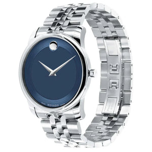 Movado Museum Classic Blue Dial Silver Steel Strap Watch for Men - 606982 Authentic Buy Shop Now