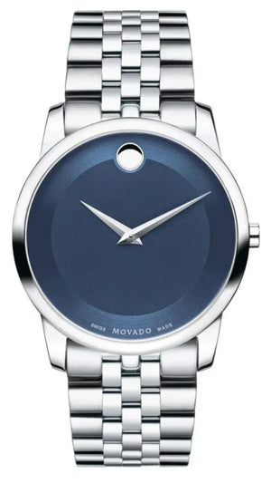 Movado Museum Classic Blue Dial Silver Steel Strap Watch for Men - 606982 Authentic Buy Shop Now