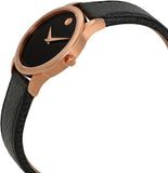 Movado Museum Classic Black Dial Black Leather Strap Watch For Women - 607061 Authentic Buy Shop Now