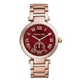 Michael Kors Skylar Maroon Dial Rose Gold Steel Strap Watch for Women - MK6086 Authentic Buy Shop Now
