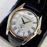 Emporio Armani Valente Quartz Silver Dial Grey Leather Strap Watch For Men - AR1666 Authentic Buy Shop Now