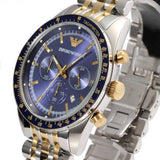 Emporio Armani Tazio Chronograph Blue Dial Two Tone Stainless Steel Watch For Men - AR6088 Authentic Buy Shop Now