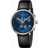 Calvin Klein High Noon Chronograph Blue Dial Black Leather Strap Watch for Men - K8M271CN Authentic Buy Shop Now