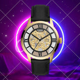 Fossil Townsman Automatic Skeleton Black Dial Black Leather Strap Watch for Men - ME3210 Authentic Buy Shop Now