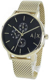 Armani Exchange Cayde Chronograph Black Dial Gold Mesh Strap Watch For Men - AX2715 Authentic Buy Shop Now
