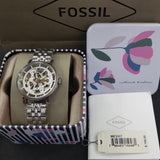 Fossil Boyfriend Automatic Skeleton Silver Dial Silver Steel Strap Watch for Women - ME3067 Authentic Buy Shop Now