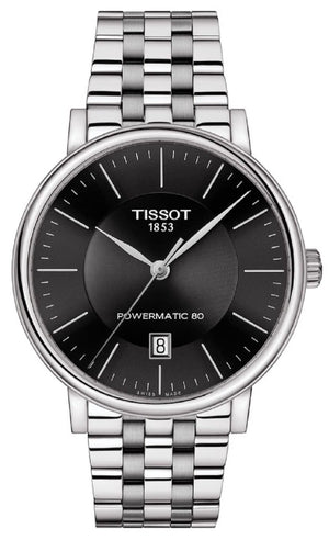 Tissot T Classic Carson Premium Powermatic 80 Black Dial Silver Steel Strap Watch For Men - T122.407.11.051.00 Authentic Buy Shop Now