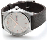 Emporio Armani Dress Quartz White Dial Brown Leather Strap Watch For Men - AR1999 Authentic Buy Shop Now