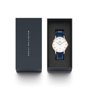 Daniel Wellington Dapper Somerset White Dial Blue Leather Strap Watch For Men - DW00100191 Authentic Buy Shop Now