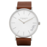 Coach Perry Silver Dial Brown Leather Strap Watch for Women - 14503120 Authentic Buy Shop Now