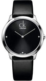 Calvin Klein Minimal Diamonds Black Dial Black Leather Strap Watch for Men - K3M211CS Authentic Buy Shop Now