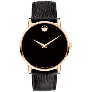 Movado Museum Classic Black Dial Black Leather Strap Watch for Men - 0607196 Authentic Buy Shop Now