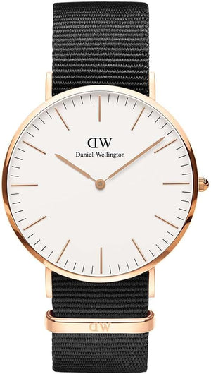Daniel Wellington Classic Cornwall White Dial Black Nylon Strap Watch For Men - DW00100257 Authentic Buy Shop Now