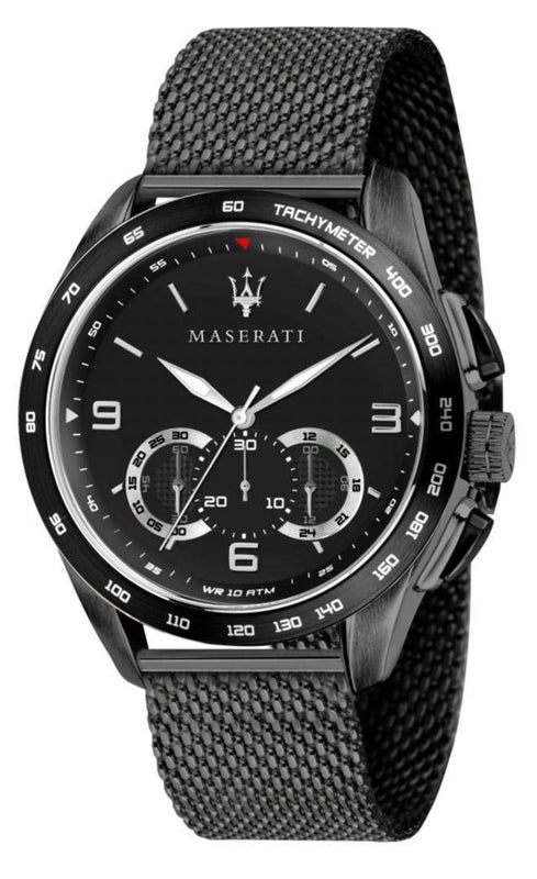 Maserati Traguardo Chronograph Black Dial Black Mesh Bracelet Watch For Men - R8873612031 Authentic Buy Shop Now