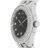 Bulova Crystal Collection Black Dial Silver Steel Strap Watch for Men - 96K102 Authentic Buy Shop Now
