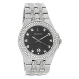 Bulova Crystal Collection Black Dial Silver Steel Strap Watch for Men - 96K102 Authentic Buy Shop Now