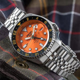 Seiko 5 Sports GMT Automatic Orange Dial Silver Steel Strap Watch For Men - SSK005K1 Authentic Buy Shop Now