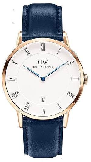 Daniel Wellington Dapper Somerset White Dial Blue Leather Strap Watch For Men - DW00100191 Authentic Buy Shop Now