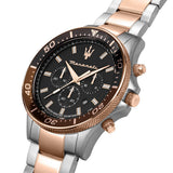 Maserati SFIDA Chronograph Black Dial Two Tone Steel Strap Watch For Men - R8873640009 Authentic Buy Shop Now