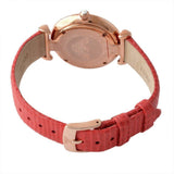 Emporio Armani Gianni T Bar Silver Dial Red Leather Strap Watch For Women - AR1876 Authentic Buy Shop Now