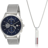 Tommy Hilfiger Weston Chronograph Blue Dial Silver Mesh Bracelet Watch For Men - 1710504 Authentic Buy Shop Now