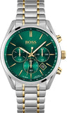 Hugo Boss Champion Chronograph Green Dial Two Tone Steel Strap Watch for Men - 1513878 Authentic Buy Shop Now