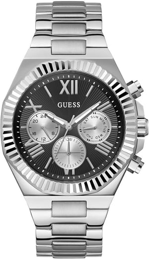 Guess Equity Analog Black Dial Silver Steel Strap Watch For Men - GW0703G1 Authentic Buy Shop Now