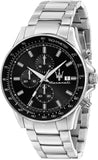 Maserati SFIDA Chronograph Black Dial Silver Steel Strap Watch For Men - R8873640015 Authentic Buy Shop Now