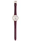 Emporio Armani Meccanico Automatic Silver Dial Burgundy Leather Strap Watch For Women - AR60044 Authentic Buy Shop Now