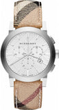 Burberry The City Chronograph White Dial Haymarket Leather Strap Watch For Men - BU9360 Authentic Buy Shop Now
