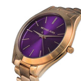 Michael Kors Slim Runway Purple Dial Rose Gold Steel Strap Watch for Women - MK3293 Authentic Buy Shop Now