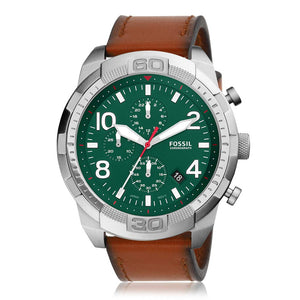 Fossil Bronson Chronograph Green Dial Brown Leather Strap Watch for Men - FS5738 Authentic Buy Shop Now